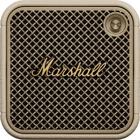 Box Portabil Bluetooth Marshall Willen II, Culoare Crem, Putere 10W RMS, Rezistență IP67 la Apă și Praf, Baterie 17 Ore, Bluetooth 5.3, Microfon Încorporat, Design Compact cu Curea