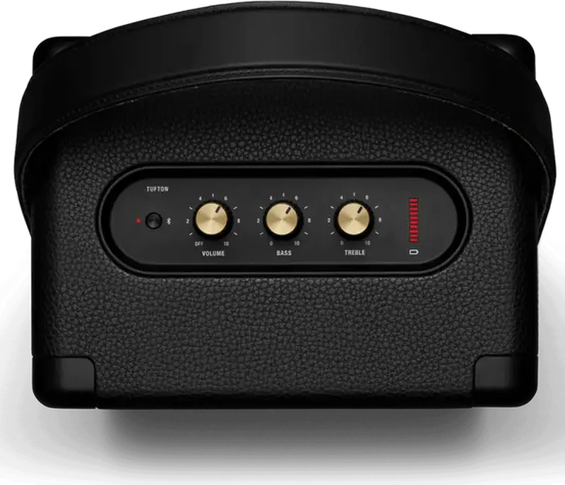 Box Portabil Bluetooth Marshall Tufton, Sistem Audio Stereo 3 Căi 80W RMS, Rezistență la Apă IPX2, Control Bas și Treble, Culoare: Negru și Alamă