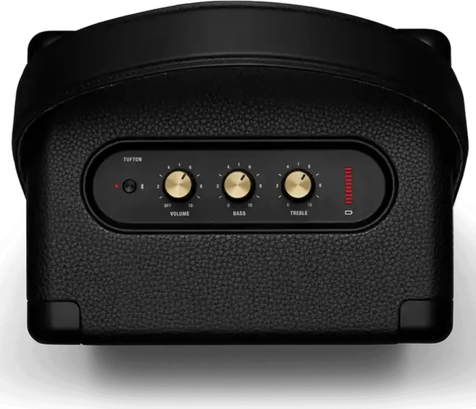 Box Portabil Bluetooth Marshall Tufton, Sistem Audio Stereo 3 Căi 80W RMS, Rezistență la Apă IPX2, Control Bas și Treble, Culoare: Negru și Alamă