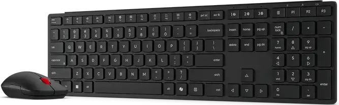 Set Tastatură și Mouse Wireless Lenovo 4X31S04838, Conectivitate Bluetooth și 2.4 GHz, Tastatură Membrană Silențioasă Layout Engleză/Rusă, Mouse Optic 4000 DPI, Negru