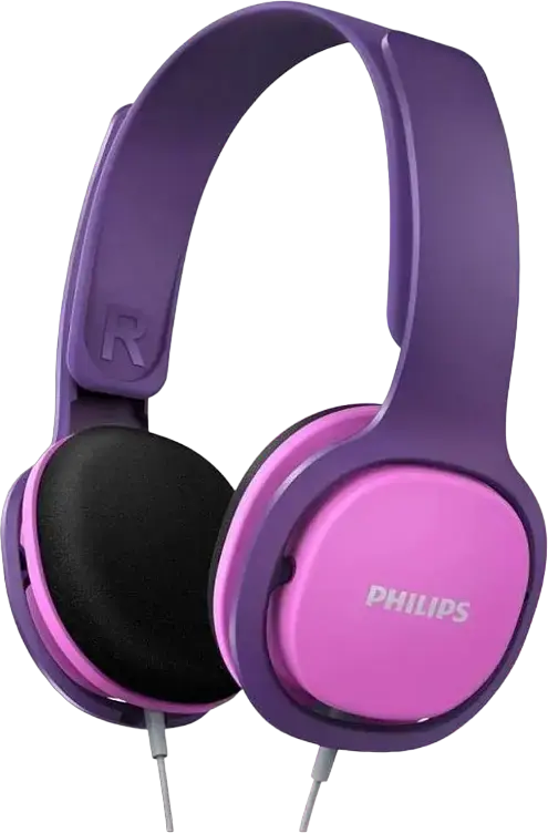 Philips SHK2000PK/00 Kids On-Ear Wired Headphones, Wired Connection, 85dB Volume Limit Hearing Protection, Dynamic Drivers 12Hz-24kHz, Adjustable Headband, Color: Pink
