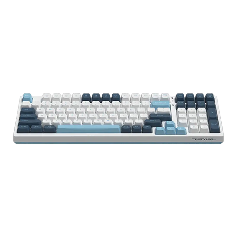 A4Tech FStyler FS300 Mechanical Gaming Keyboard, Linear FS Hot-Swappable Switches, White Backlight, White, Detachable Type-C, OMA Profile Double-Shot Keycaps, N-Key Rollover, Windows/Mac