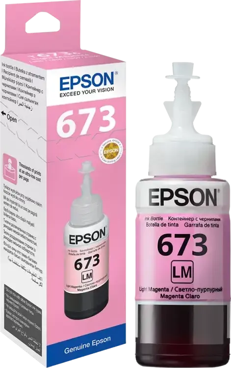 Epson T673 Light Magenta Dye-based Ink Bottle 70ml for EcoTank L800 L805 L810 L850 L1800 Photo Printers, High Yield up to 1900 Photos
