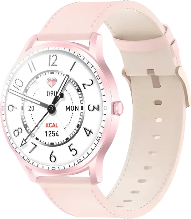 Kieslect Lora Smartwatch, Pink, 1.32" Semi-Amoled 3D Spherical Display, Aluminum Alloy Case, IP68 Waterproof, Bluetooth Calling, Heart Rate & SpO2, Android/iOS