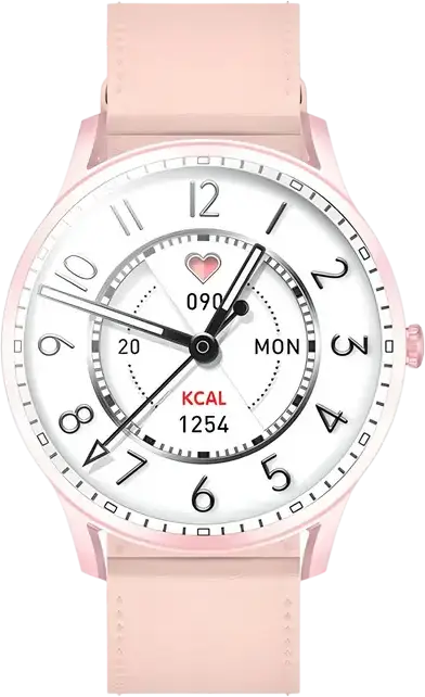 Kieslect Lora Smartwatch, Pink, 1.32" Semi-Amoled 3D Spherical Display, Aluminum Alloy Case, IP68 Waterproof, Bluetooth Calling, Heart Rate & SpO2, Android/iOS