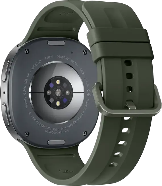 Smartwatch Samsung Galaxy Watch 9 SM-L350, 44mm Argintiu/Verde Armor Aluminum 2, Cristal Safir, Snapdragon SW6100 Wear Elite, 2GB RAM, 32GB, LTE, Wear OS 7