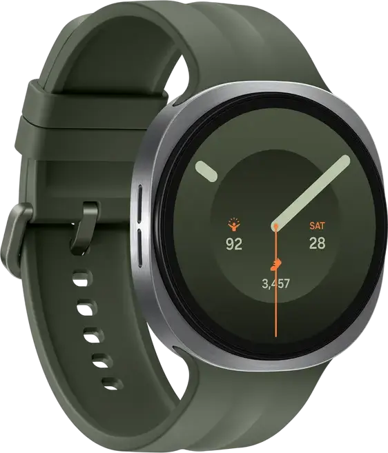 Smartwatch Samsung Galaxy Watch 9 SM-L350, 44mm Argintiu/Verde Armor Aluminum 2, Cristal Safir, Snapdragon SW6100 Wear Elite, 2GB RAM, 32GB, LTE, Wear OS 7