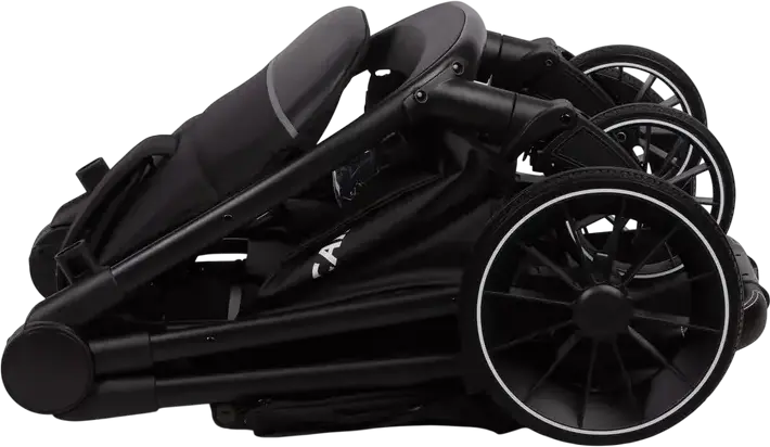 Caretero Agil Baby Stroller, Black, for 0 Months to 4 Years, Max 22kg, Foam Wheels, Adjustable Backrest and Handle, Eco-leather, Rain Cover and Leg Wrap Included