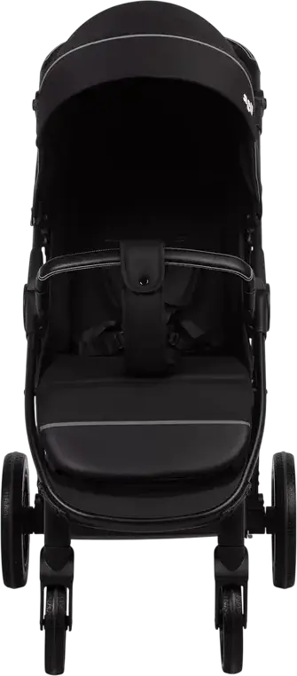 Caretero Agil Baby Stroller, Black, for 0 Months to 4 Years, Max 22kg, Foam Wheels, Adjustable Backrest and Handle, Eco-leather, Rain Cover and Leg Wrap Included