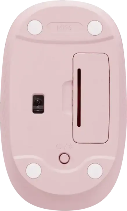 Mouse Wireless Logitech M196 Bluetooth, Roz, Design Compact Ambidextru, Plastic Reciclat, 1000 DPI, Baterie până la 12 Luni, Dimensiuni 100x60x38mm, 76g