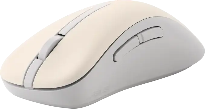 ASUS MD102 Wireless Mouse, Oat Milk, Dual Mode 2.4GHz RF & Bluetooth, Optical Tracking, Adjustable 800/1000/1600 DPI, Silent Clicks, Windows & Chrome OS