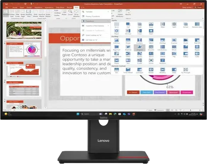 Монитор Lenovo ThinkVision T27-40 27 дюймов IPS, FHD 1920x1080, 120Гц, 4мс, антибликовый, HDMI, DisplayPort, VGA, USB-концентратор, VESA, черный