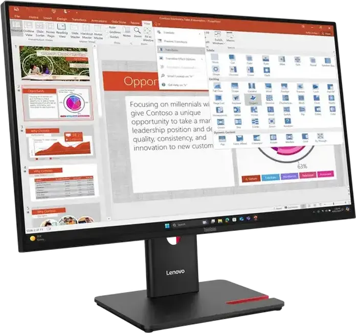 Монитор Lenovo ThinkVision T27-40 27 дюймов IPS, FHD 1920x1080, 120Гц, 4мс, антибликовый, HDMI, DisplayPort, VGA, USB-концентратор, VESA, черный