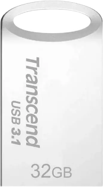 Transcend JetFlash 710 32 GB Ultra-Small USB 3.1 Flash Drive, Slim Durable Waterproof Design, Read Speed up to 90 MB/s, Silver, Limited Lifetime Warranty