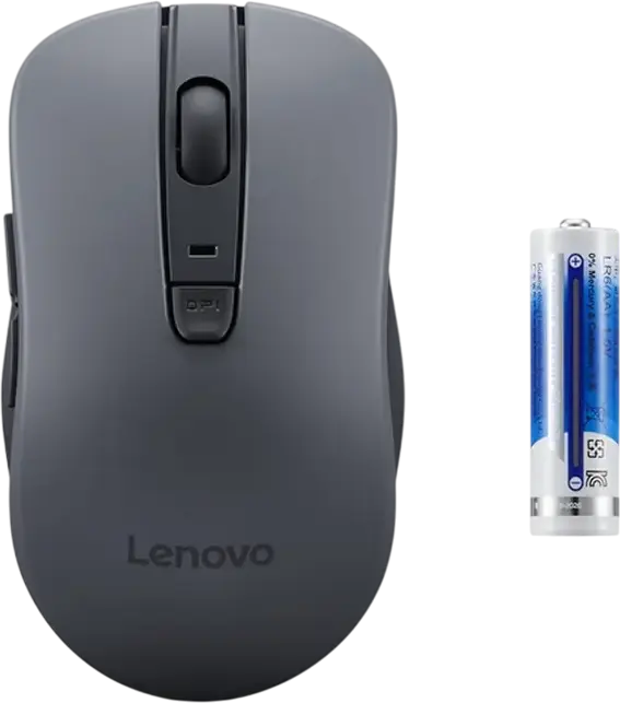 Беспроводная бесшумная мышь Lenovo WL310 Bluetooth 5.0, беспроводное подключение, оптический сенсор 1600 DPI, 6 кнопок, для правой руки, серый цвет, совместима с Windows Mac Chromebook