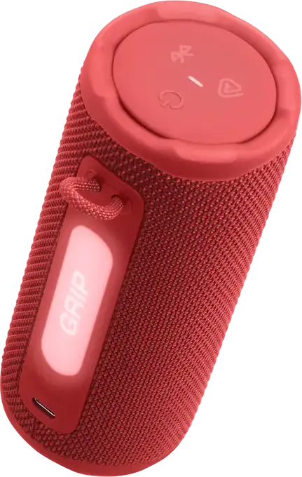 Box Portabil JBL Grip Bluetooth 5.4, Roșu, 16W RMS, Rezistent la Apă și Praf IP68, Auracast, AI Sound Boost, Baterie 14h, Iluminare LED, USB-C