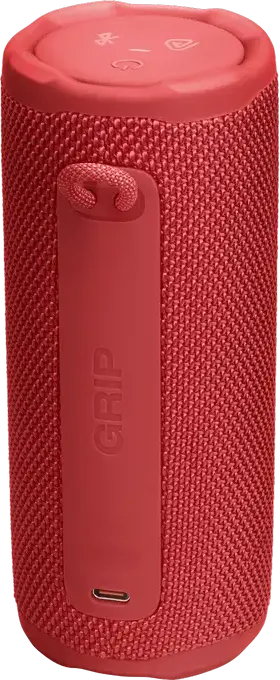 Box Portabil JBL Grip Bluetooth 5.4, Roșu, 16W RMS, Rezistent la Apă și Praf IP68, Auracast, AI Sound Boost, Baterie 14h, Iluminare LED, USB-C