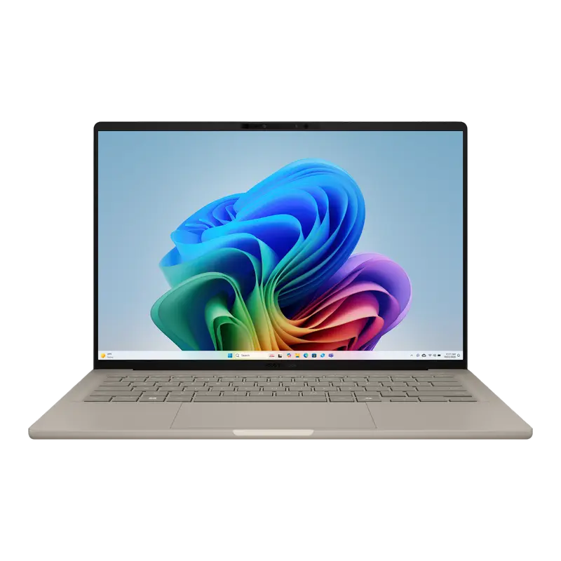 ASUS Zenbook A14 UX3407 Laptop, 14" WUXGA OLED Display, Qualcomm Snapdragon X Plus X1-26-100, 16GB LPDDR5X RAM, 512GB SSD, Windows 11 Home, Ceraluminum, Zabriskie Beige