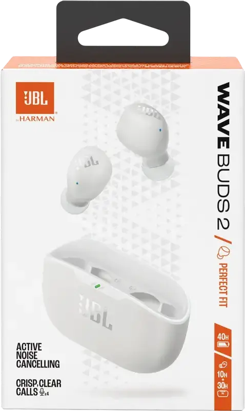 Casca JBL Wave Buds 2 True Wireless Stereo TWS, Albă, cu Anulare Activă a Zgomotului ANC, Sunet Pure Bass, Conexiune Multipoint, Smart Ambient, USB-C