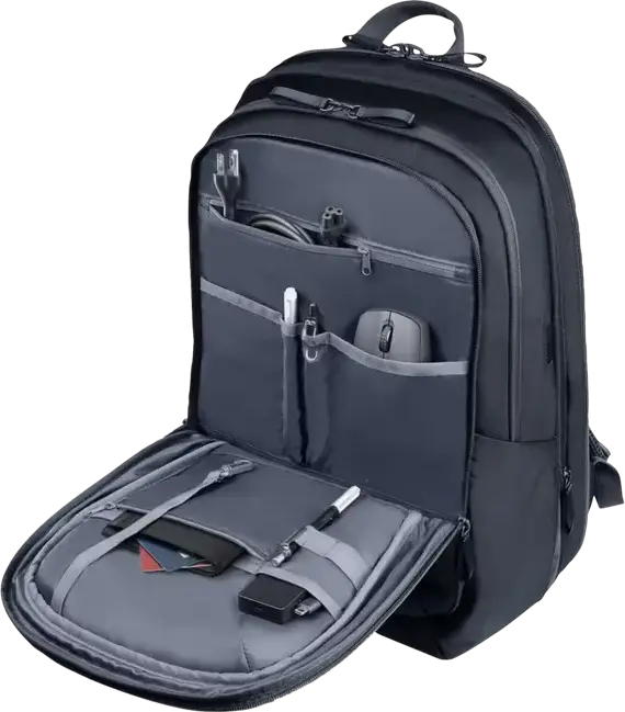 Rucsac pentru laptop HP Travel Plus 17", Capacitate Extensibilă 30L-35L, Poliester Reciclat Rezistent la Apă, Buzunar RFID, Blue Graphite