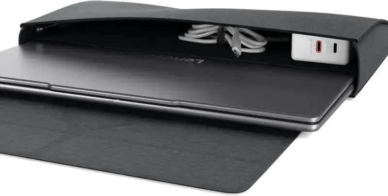 Lenovo Yoga 16-inch Laptop Sleeve GX41K68627 Grey, Water Resistant Recycled PET Polyester Case for 16 inch Laptop with Top Handle and 2 Compartments, 390x285x25 mm