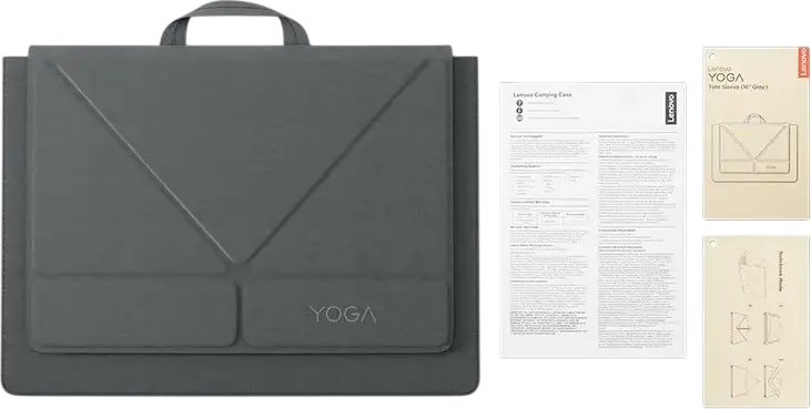Lenovo Yoga 16-inch Laptop Sleeve GX41K68627 Grey, Water Resistant Recycled PET Polyester Case for 16 inch Laptop with Top Handle and 2 Compartments, 390x285x25 mm