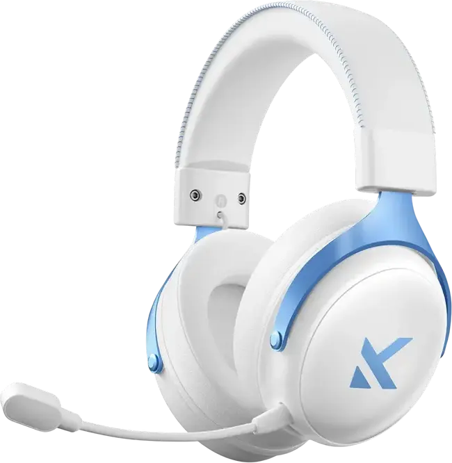 MCHOSE V9 Pro Gaming Headset, Sky White, Tri-mode Wireless 2.4GHz Bluetooth Wired, 7.1 Surround Sound, 53mm Neodymium Drivers, AI Noise-Canceling Mic, 250h Battery, for PC, Laptop, Switch, PS5, PS4, Mobile, Tablet