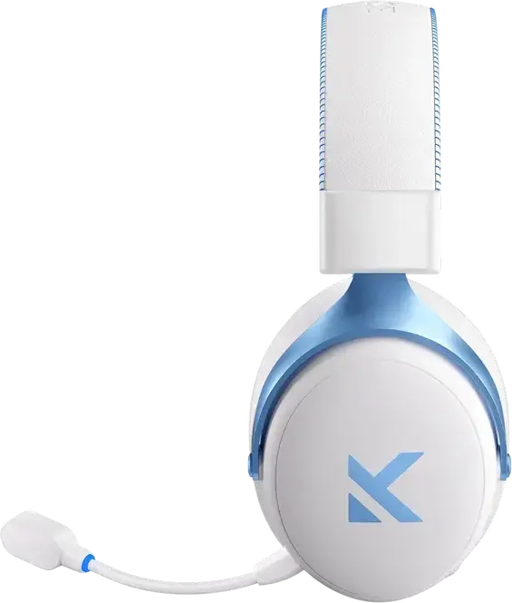 MCHOSE V9 Pro Gaming Headset, Sky White, Tri-mode Wireless 2.4GHz Bluetooth Wired, 7.1 Surround Sound, 53mm Neodymium Drivers, AI Noise-Canceling Mic, 250h Battery, for PC, Laptop, Switch, PS5, PS4, Mobile, Tablet