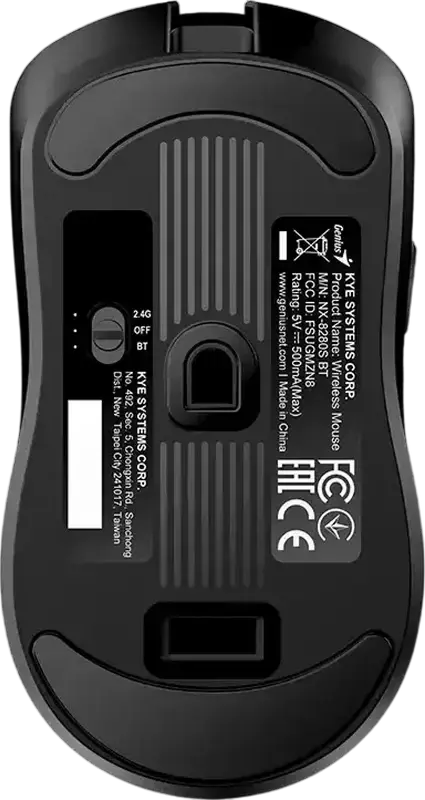 Genius NX-8280S Dual Mode Wireless Mouse, Black, Bluetooth 5.3 & 2.4GHz USB, 3200 DPI Optical Sensor, 6 Buttons with AI Copilot Key, Silent Click, Rechargeable