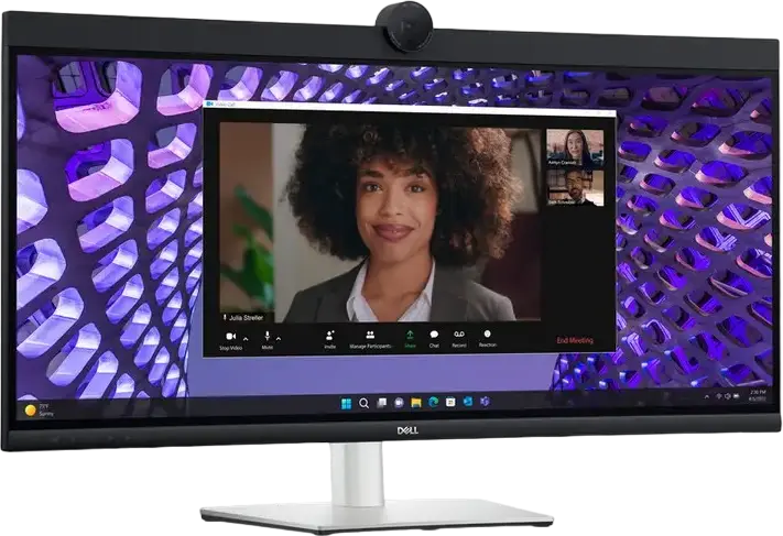 Monitor Curbat Dell P3424WEB 34.14" WQHD Video Conferencing, Panou IPS, 3440x1440, Cameră 2K QHD, Switch KVM, USB-C 90W PD, Ethernet RJ45, Difuzoare