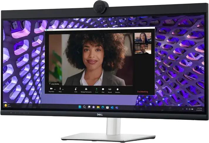 Monitor Curbat Dell P3424WEB 34.14" WQHD Video Conferencing, Panou IPS, 3440x1440, Cameră 2K QHD, Switch KVM, USB-C 90W PD, Ethernet RJ45, Difuzoare