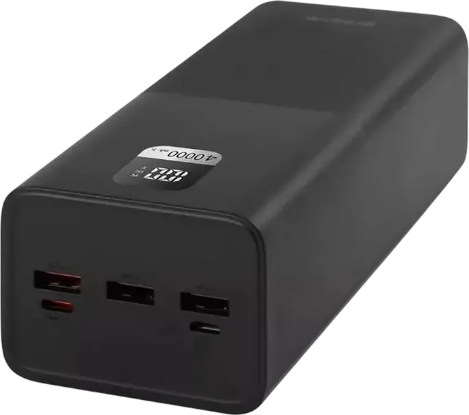 Proove Giant Lite 40000mAh Power Bank, 22.5W Fast Charging PD QC, LCD Display, 5 Output Ports, Laptop Charging Support, ABS+PC, Color: Black