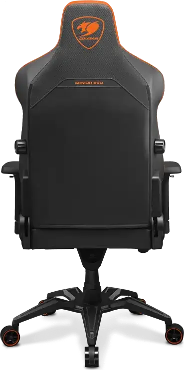 Cougar ARMOR EVO CGR-EVO Gaming Chair, Black/Orange PU Leather, 4D Armrests, 4-way Lumbar Support, Magnetic Memory Foam Neck Pillow, Aluminum Base, 160kg