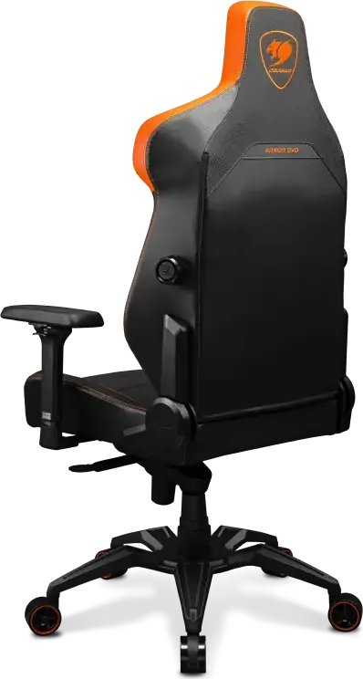 Cougar ARMOR EVO CGR-EVO Gaming Chair, Black/Orange PU Leather, 4D Armrests, 4-way Lumbar Support, Magnetic Memory Foam Neck Pillow, Aluminum Base, 160kg