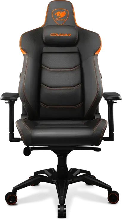 Cougar ARMOR EVO CGR-EVO Gaming Chair, Black/Orange PU Leather, 4D Armrests, 4-way Lumbar Support, Magnetic Memory Foam Neck Pillow, Aluminum Base, 160kg