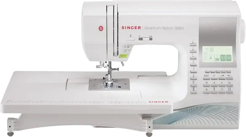Singer Quantum Stylist 9960 Computerized Sewing Machine, 600 Built-in Stitches, 5 Fonts, 13 One-Step Buttonholes, Automatic Thread Cutter, White