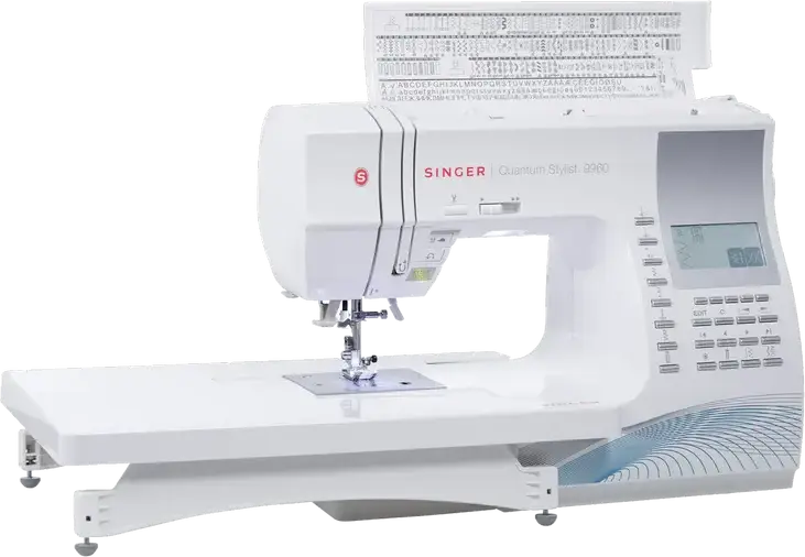 Singer Quantum Stylist 9960 Computerized Sewing Machine, 600 Built-in Stitches, 5 Fonts, 13 One-Step Buttonholes, Automatic Thread Cutter, White