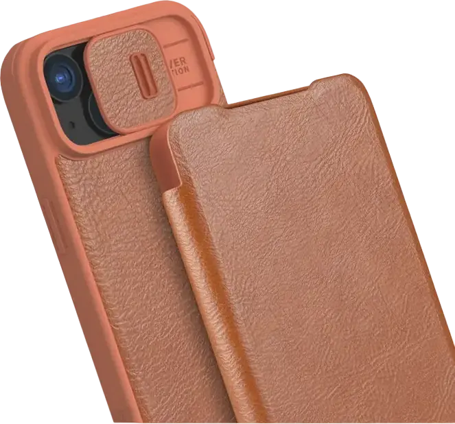 Husă tip carte Nillkin iPhone 15 Plus - Qin Pro, Maro