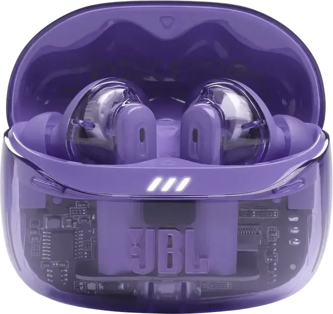 Casca JBL Tune Beam 2 Ghost Edition True Wireless, Violet, Anulare Adaptivă a Zgomotului, Drivere Dinamice 10mm, Pure Bass Sound, Baterie 48h, IP54, Bluetooth 5.3