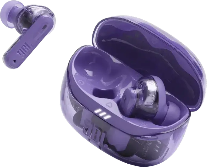 Casca JBL Tune Beam 2 Ghost Edition True Wireless, Violet, Anulare Adaptivă a Zgomotului, Drivere Dinamice 10mm, Pure Bass Sound, Baterie 48h, IP54, Bluetooth 5.3