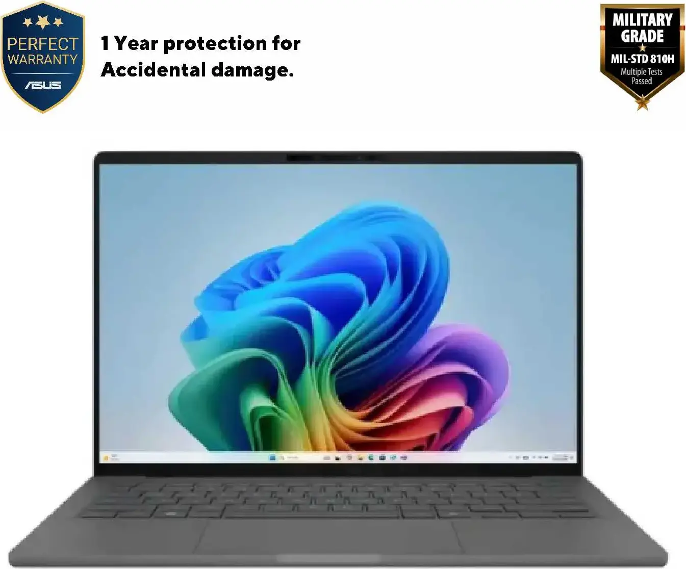 Ноутбук ASUS Zenbook A14 OLED UX3407, Qualcomm Snapdragon X Plus 8 ядер, 16ГБ LPDDR5X RAM, 512ГБ SSD, Экран 14" WUXGA OLED, Windows 11 Home, цвет Iceland Gray