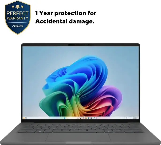 Ноутбук ASUS Zenbook A14 OLED UX3407, Qualcomm Snapdragon X Plus 8 ядер, 16ГБ LPDDR5X RAM, 512ГБ SSD, Экран 14" WUXGA OLED, Windows 11 Home, цвет Iceland Gray