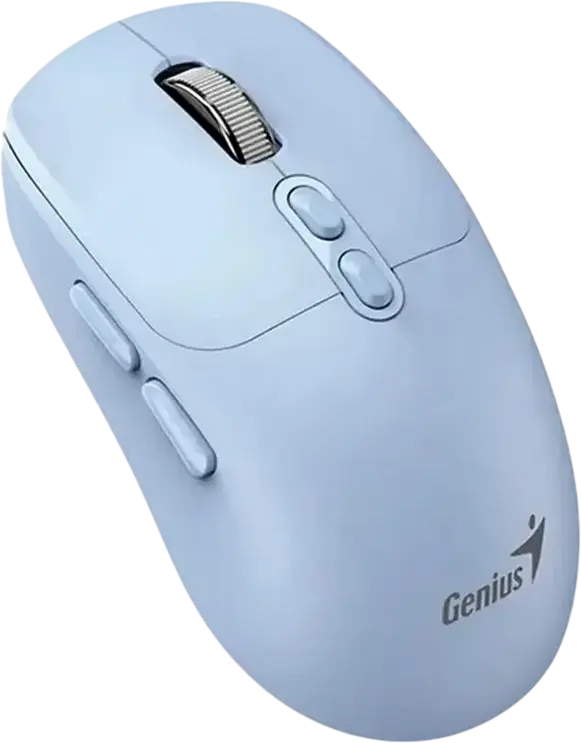 Genius NX-8080S BT Wireless Mouse, Blue, Dual Mode Bluetooth 5.3 & 2.4GHz, 1600 DPI Optical Sensor, 7 Buttons with AI Copilot Key, Silent Click, Ambidextrous