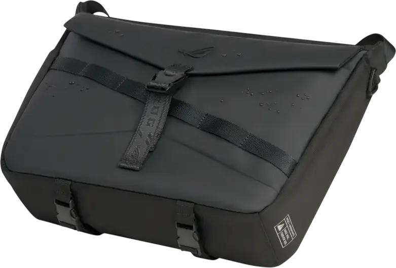 ASUS ROG Archer Messenger 14 (BC2400) Shoulder Bag for 14-inch Laptops, Cordura, PU-Leather, Polyester, Nylon, RFID Blocking, Molle System, Black