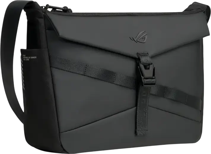 ASUS ROG Archer Messenger 14 (BC2400) Shoulder Bag for 14-inch Laptops, Cordura, PU-Leather, Polyester, Nylon, RFID Blocking, Molle System, Black