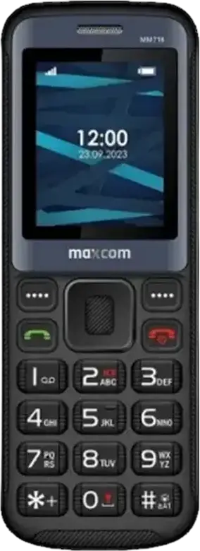 MaxCom MM718 Dual-SIM Feature Phone, 4G LTE VoLTE, 16MB Storage, 32MB RAM, 1.77" TFT Display, microSD Slot up to 16GB, USB-C Charging, FM Radio, LED Flashlight, Black