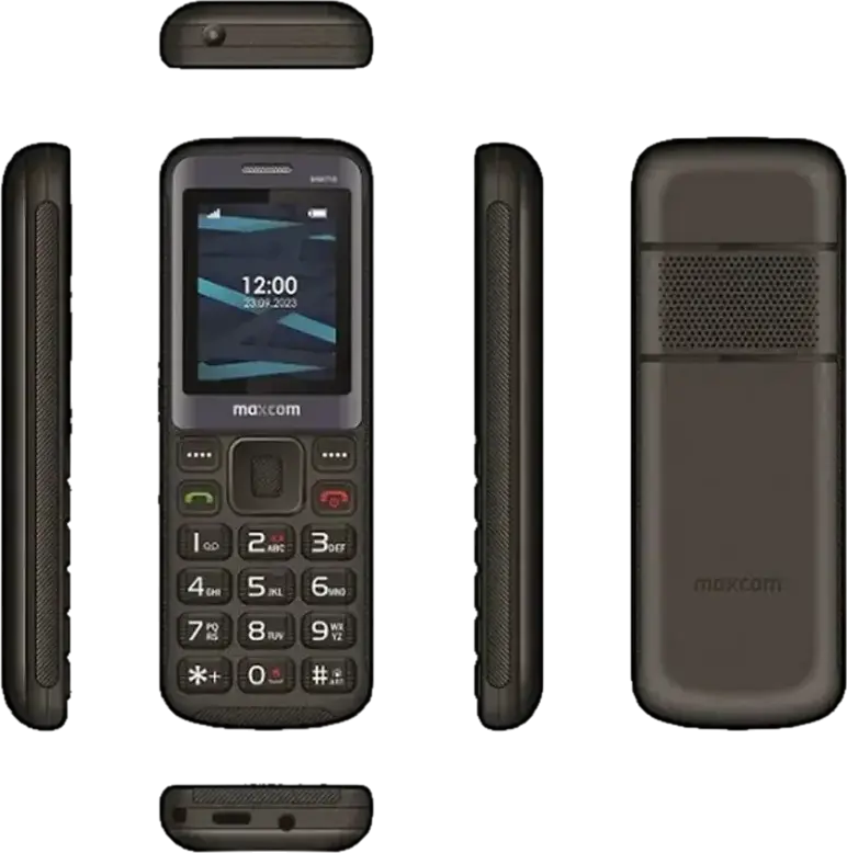 MaxCom MM718 Dual-SIM Feature Phone, 4G LTE VoLTE, 16MB Storage, 32MB RAM, 1.77" TFT Display, microSD Slot up to 16GB, USB-C Charging, FM Radio, LED Flashlight, Black