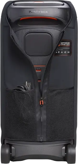 Husa Protectie pentru JBL PartyBox Stage 320, din Neopren Anti-praf si Anti-zgarieturi cu Fermoar si Buzunare Laterale din Plasa, Culoare: Negru, 68 x 34.5 x 39.5 cm