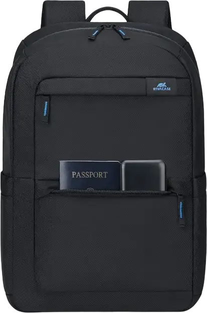 Rivacase 8062 Boboli Laptop Backpack for 15.6-16 inch Laptops, Capacity 15.6-16 Inch, Water-Resistant RPET Polyester, Neoprene Protection, Black