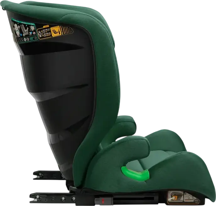Caretero Nimbus Car Seat Group 2/3, i-Size ECE R129, 15-36 kg, 100-150 cm, 4-12 Years, Isofix and Belt Installation, 11-Position Adjustable Headrest, Dark Green